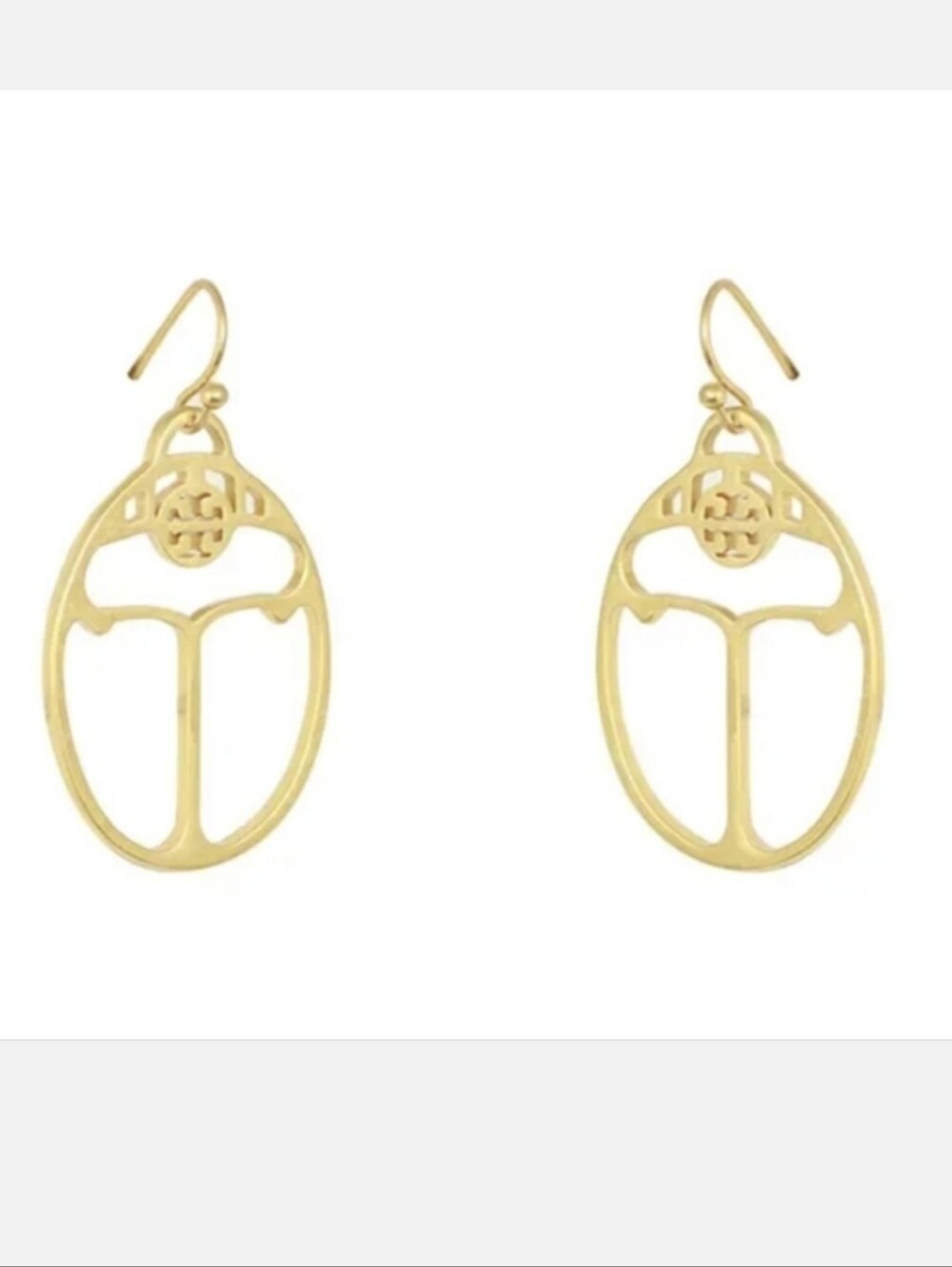 Tory Burch T Logo  Gold Logo Open Oval Drop Earrings